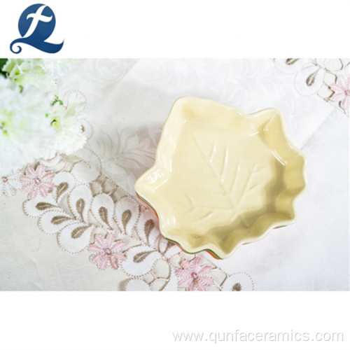 Multi Color Maple Leaf Shape Ceramic Fruit Dish